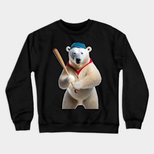 Polar bear Steve as a baseball player Crewneck Sweatshirt